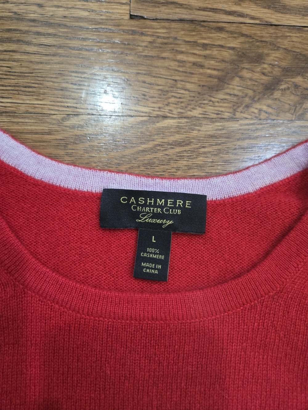 Charter Club Luxury Cashmere Red Crewneck Sweater Women's Size Large - Picture 2 of 4